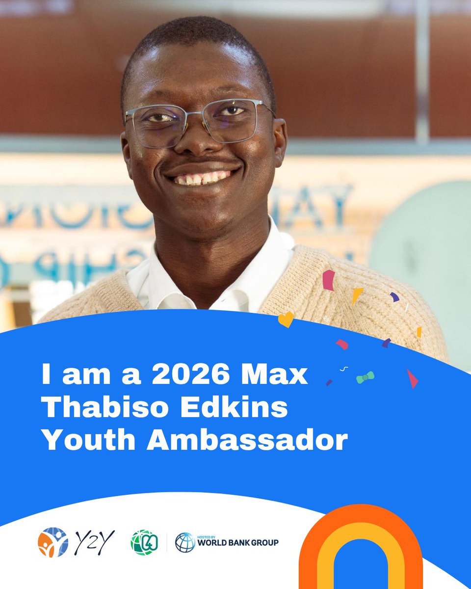 abdoucoly_'s tweet image. I’m proud to share that I’ve been named a 2026 Max Thabiso Edkins Youth Ambassador! 🌍💚

I look forward to collaborating with @‌y2ywbg and @‌connect4climate to drive innovative and inclusive growth for a livable planet 🙌

@WorldBankGroup #Youth #Jobs #Development