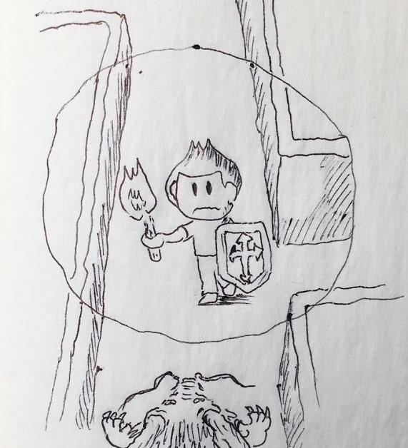 たいまつで照らした範囲しか見えない感じ。
ほんと、若い頃にダンジョンを経験できてよかった。