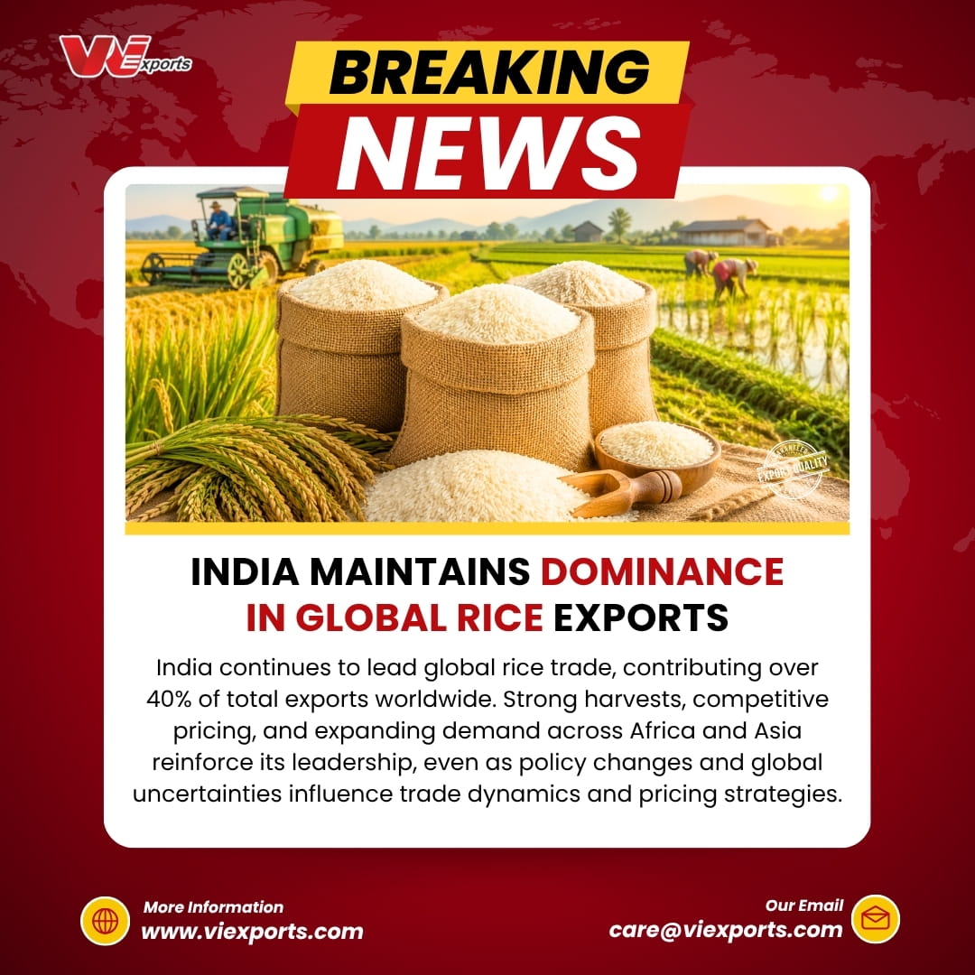 viexports's tweet photo. 🌾India leads global rice exports, supplying over 40% worldwide! Strong harvests, competitive pricing, and rising demand across Africa & Asia keep it on top. 🚢📈
📞 +91-7303373304 | ✉️ care@viexports.com | 🌐 https://t.co/0yYwrKP7GW
#IndiaRice #RiceExport #GlobalTrade https://t.co/bmpUYwLKWG