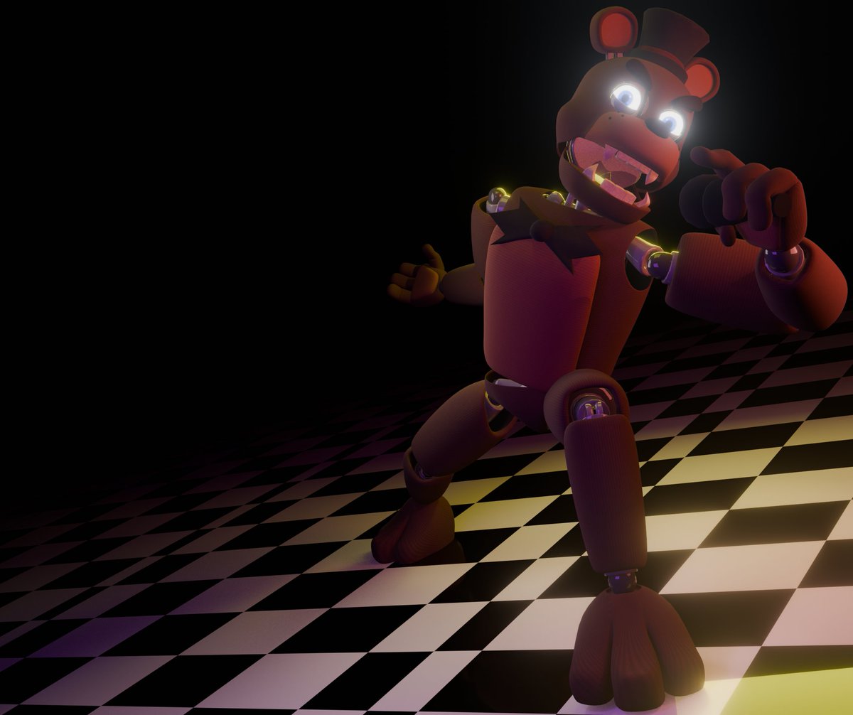 TLL_ARTS's tweet photo. No me gusto el render de hace rato así que otro mas aquí, en un futuro se cambiaran cosas como igual se añadirán mas animatronicos a esta imagen y se renderizara en cycles para mejor calidad.🟣🔴
#render3d #fnaf https://t.co/Emwrc3NWLs
