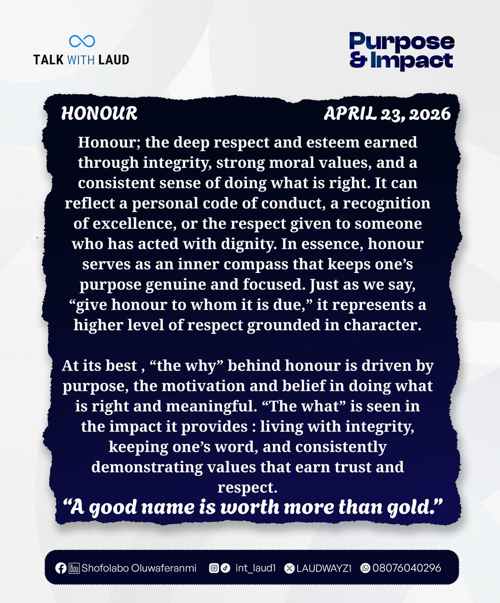 LAUDWAYZ1's tweet image. A good name is worth more than gold.

#TalkWithLaud