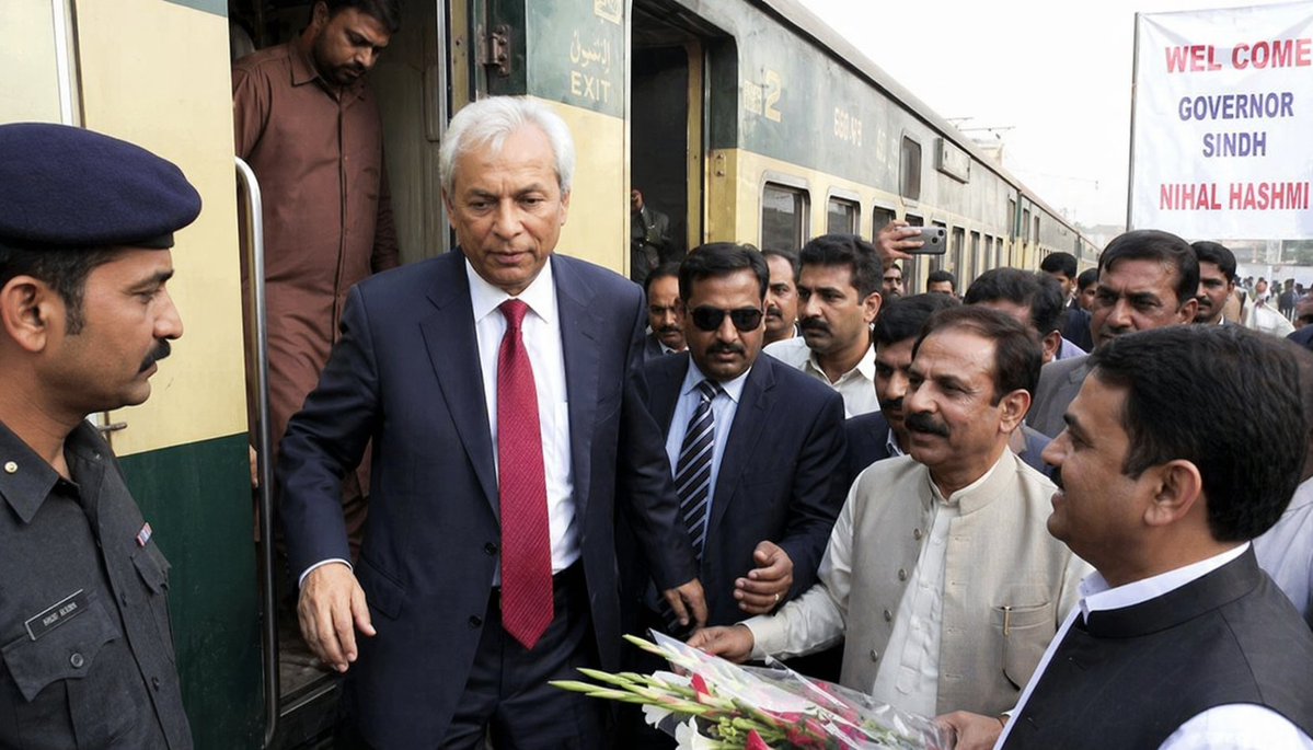 Zulfikaristan's tweet image. گورنر سندھ محمد نہال ہاشمی کفایت شعاری پالیسی پر عمل کرتے ہوئے کراچی سے سکھر ٹرین کے ذریعے پہنچ گئے۔

ترجمان گورنر سندھ کے مطابق محمد نہال ہاشمی سکھر میں شاہ عبداللطیف یونیورسٹی میں لیپ ٹاپ تقسیم کریں گے۔

@sindh_governor @pmlndigitalpk 
#AIPhoto