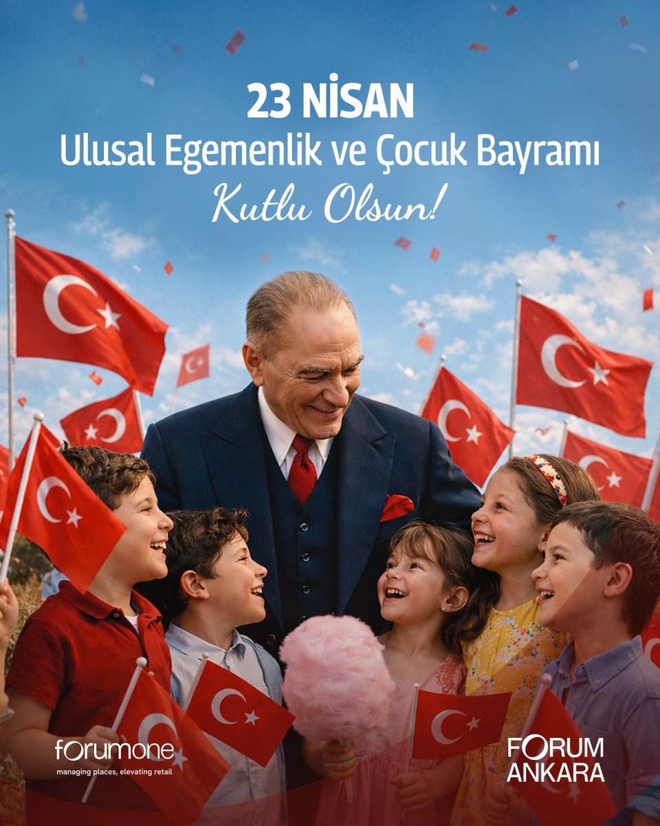 Tüm miniklerimizin 23 Nisan Ulusal Egemenlik ve Çocuk Bayramı’nı coşkuyla kutluyoruz! 

#MustafaKemalAtatürk #ForumOne #23NisanUlusalEgemenlikveÇocukBayramı