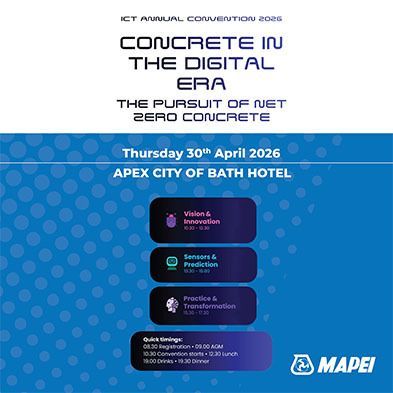 MapeiUKLtd's tweet image. #Mapei has been confirmed as the Principal Sponsor of the 2026 Annual #ICT Convention and symposium. The annual event will explore the highly topical theme – ‘The Pursuit of Net Zero #Concrete and #AI in #construction #technology’. buff.ly/5VzfEe4