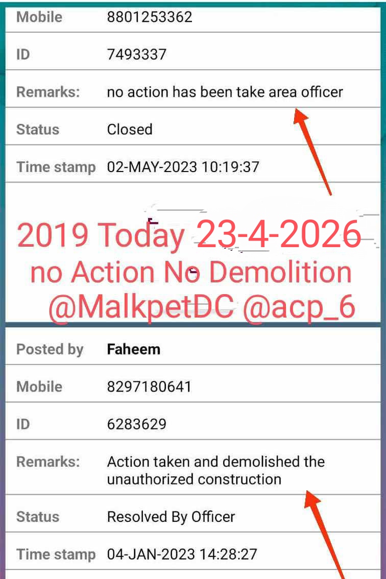 NarsingPra34804's tweet image. 2019 Today 23-4-2026 No Demolition @malkpetDC @acp_6 Abdul Faheem Attached fake Demolition photo fake Reports? 
👆whats Going on in #Hyderabad #GHMC #HYDRAA @SajjanarVC @hydcitypolice @Praja_Snklpm @SrinivasRTIA @LubnaSarwath @nbramllb #MuncipalMinister?  x.com/sachinprashad/…