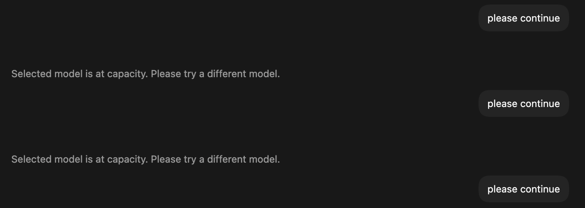 davidhawig's tweet photo. It looks like OpenAI is trying to get rid of its customers and really wants me to use Claude again. https://t.co/86h3orCQIV