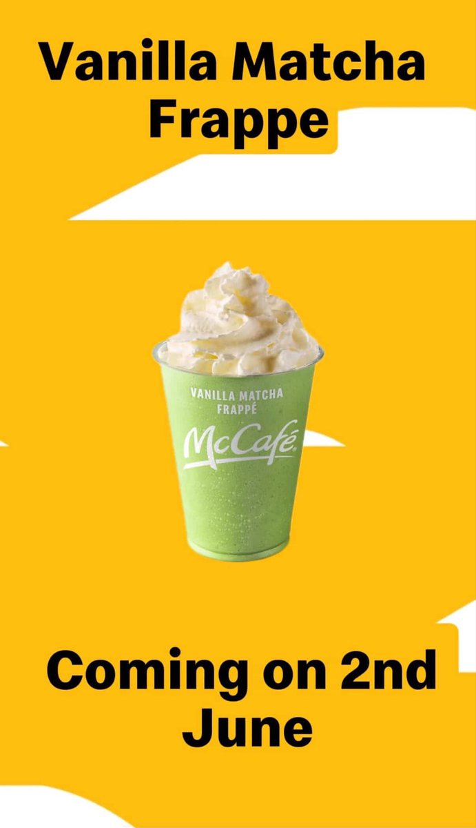 All_Things_New_'s tweet image. Vanilla Matcha Frappe coming 2nd June! 👀 Word on the street also says there’s a Starwberry Candy Floss Frappe coming this summer too 🍓☀️ #mcdonalds #matcha #candyfloss #imlovinit #wellthisisnew