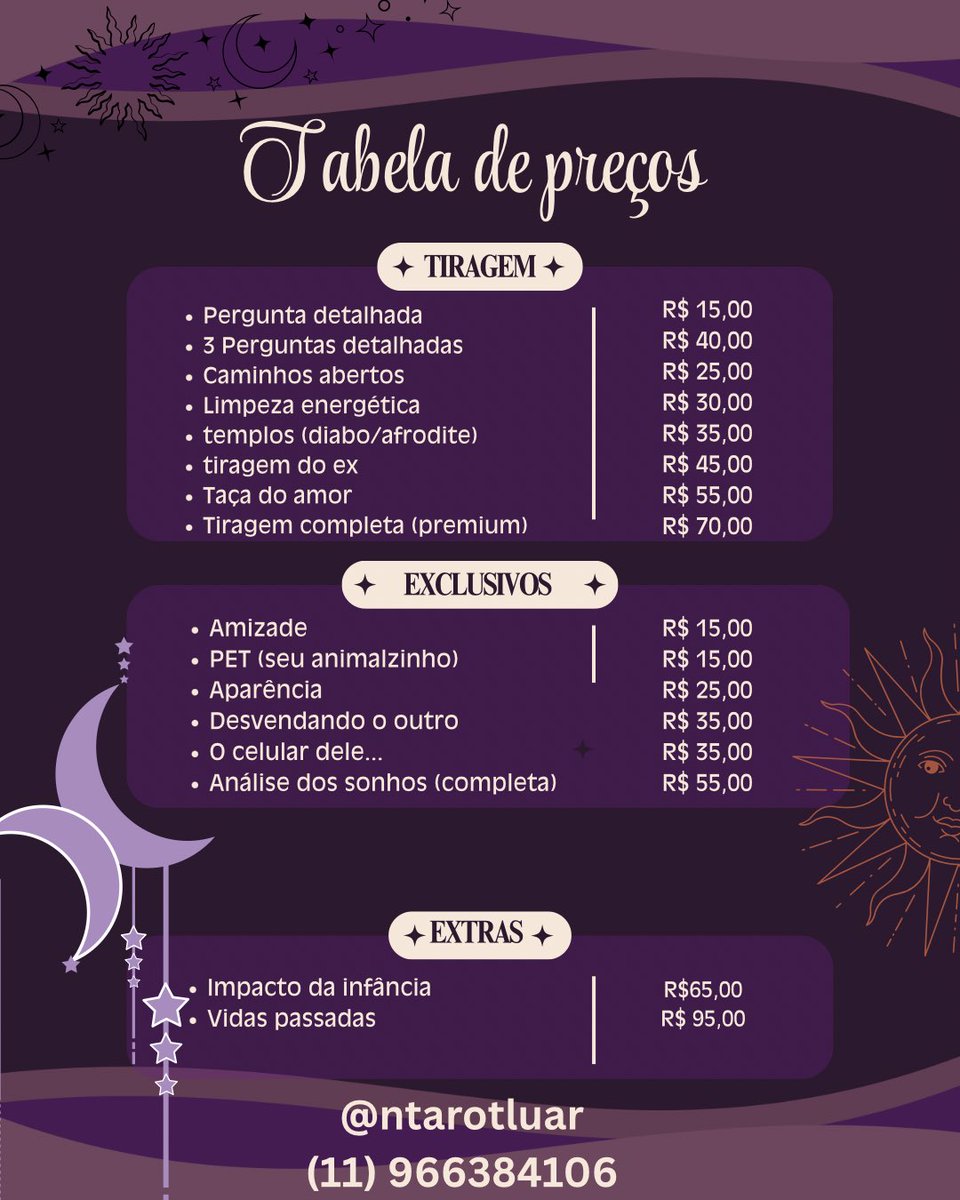 ntarotluar's tweet photo. .✦ ݁˖ Mesa aberta para consultas 

precisando destravar sua vida ou entender o que tá acontecendo? me chama no link: 

https://t.co/me7a7OOStb

⋆˚꩜｡ trabalho espiritual disponível:

• magia de prosperidade: R$50 https://t.co/9SItHoZ1gq
