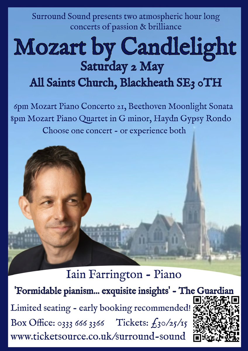 AlexMacCello's tweet photo. Awesome May Bank Holiday weekend concerts! Book now! Sat 2 May 6pm Mozart’s luminous Piano Concerto 21 8pm Mozart at dusk with his dramatic Piano Quartet in g minor. All Saints Blackheath SE3 0TH

https://t.co/PYgstQCdxN https://t.co/WG0NBjm8eJ