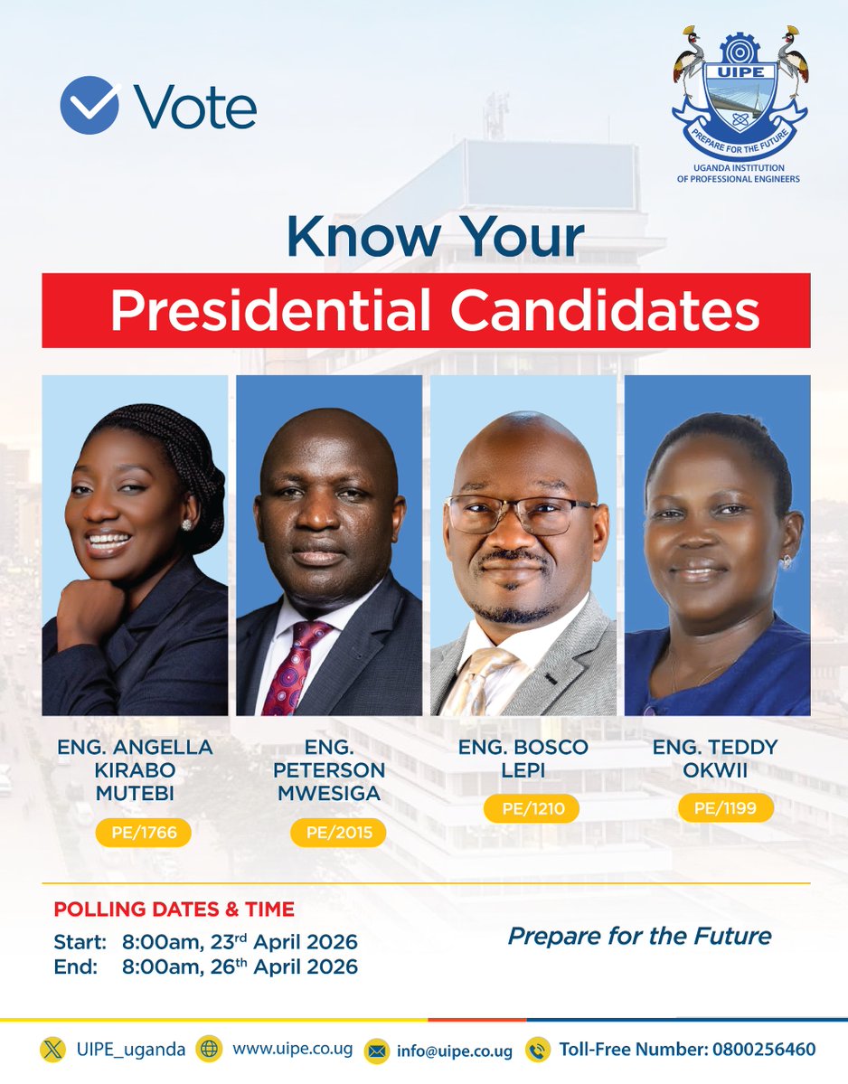 UIPE_Uganda's tweet image. #KNOW YOUR PRESIDENTIAL CANDIDATES

Voting link: uipepolls.online

#UIPEUPdates