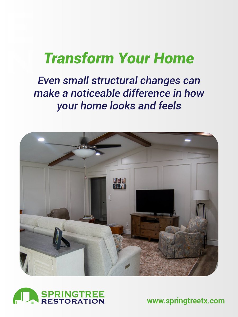 SpringtreeRest's tweet image. Open up your space this summer 🏡✨

An open layout can completely change how your home feels and functions. 

Learn more at hubs.ly/Q04cNSTy0 or call (972) 332-4143.

#HomeRemodeling #RoofCare #HomeMaintenance #NorthTexasHomes #SpringtreeRestoration