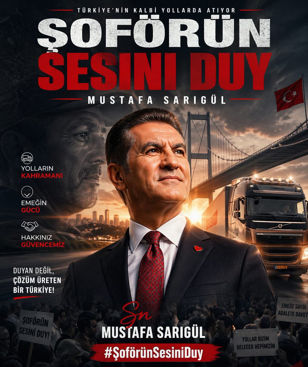 #ŞoförünSesiniDuy
<a href="/M_Sarigul/">Mustafa Sarıgül</a>
Sayın Değerli Vekilim Siz Duyarlı
Vatandaşın Sesine Kulak Veren
Vicdan Hak ve Hukuk Sahibi
Merhametli Dürüst İnsansınız
Ekmeğini Ehliyetten Kazanan Şoför Aileleri İçin Sesimizi Bir Kere Duyurun.

28 Nisan Salı Günü Mecliste Olacağız
