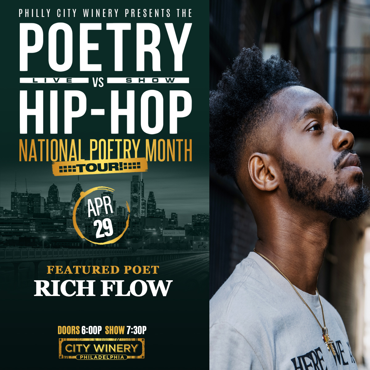 thequeensheba's tweet photo. Philly… 6 days ❤️

🎟 https://t.co/Ju7rbVyOlP

Poetry vs Hip-Hop is coming to @citywineryphil 🔥

Spoken word poetry. Love poems. Poems about life.

Apr 29

#PhillyEvents #PoetryVsHipHop https://t.co/37l1aVG01v
