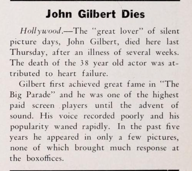 WallaceReid_'s tweet image. 1936 Actor John Gilbert (born John Cecil Pringle; July 10, 1897 – January 9, 1936)  a true casualty on #Hollywood Blvd of broken dreams  #obit
