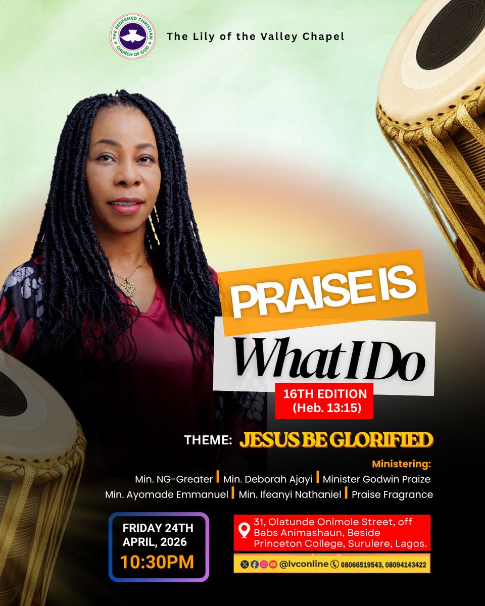lvconline's tweet photo. Meet our Guest Ministers in PRAISE IS WHAT I DO coming up tomorrow Friday 24th April, by 10:30pm -  Min. Ng Greater 
Min. Deborah Ajayi
Min. Godwin Praize
Min. Ayomade Emmanuel 
Min. Ifeanyi Nathaniel 
Praise Fragrance. Tell someone to join us for Praise is what I do.... https://t.co/QkRJImsF5G