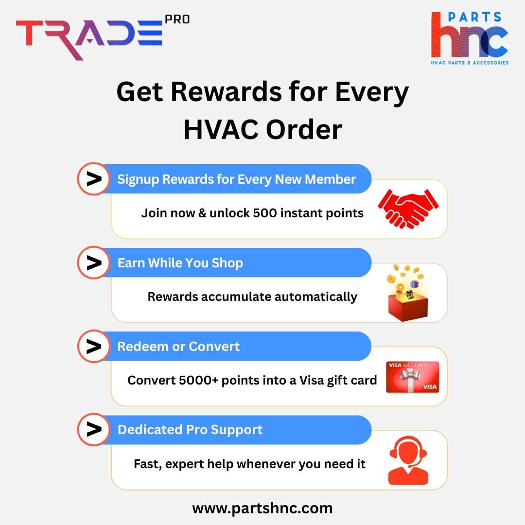 PartsHnC's tweet image. Join PartsHnC's TRADE PRO Loyalty Program.

Get 500 points at signup, plus rewards and discounts on every HVAC purchase.

Start saving on every order today: partshnc.com/loyalty-program

#HVACPartsUSA #TradePRO #LoyaltyProgram #EarnPoints #PartsHnC