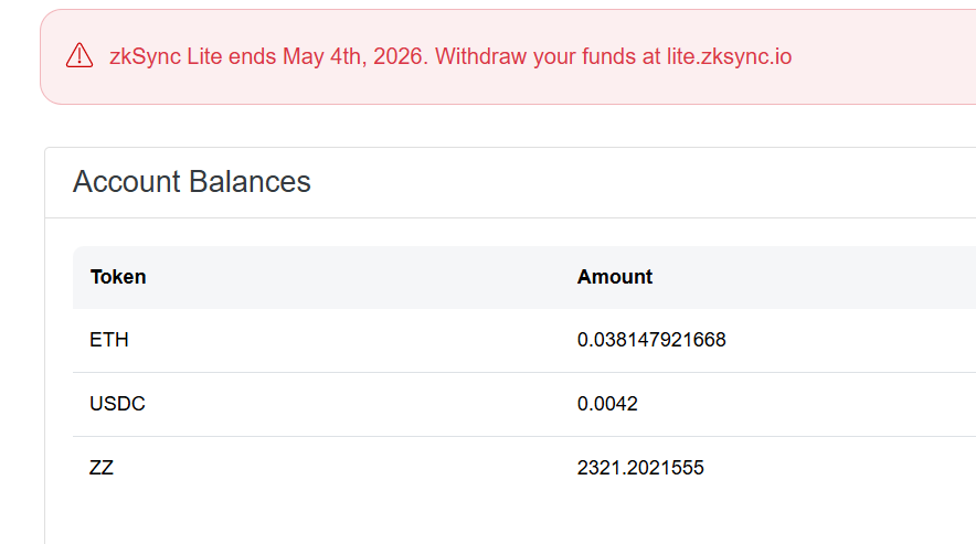 KilaSinja's tweet photo. HODL until MOON❌
HODL until shutdown✅

⚠️Check your wallet @zksync lite ‼️
#zksync #zk https://t.co/DZv6OSRuKT