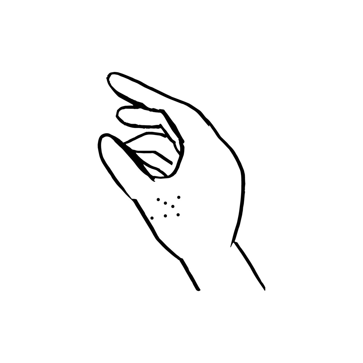 右手親指の付け根に、かゆーいブツブツができてもう2週間くらいになるんだけど、全く身に覚えがない。これなんだろ。あせも？それとも……エイリアン・インプラント痕？(夢見がち