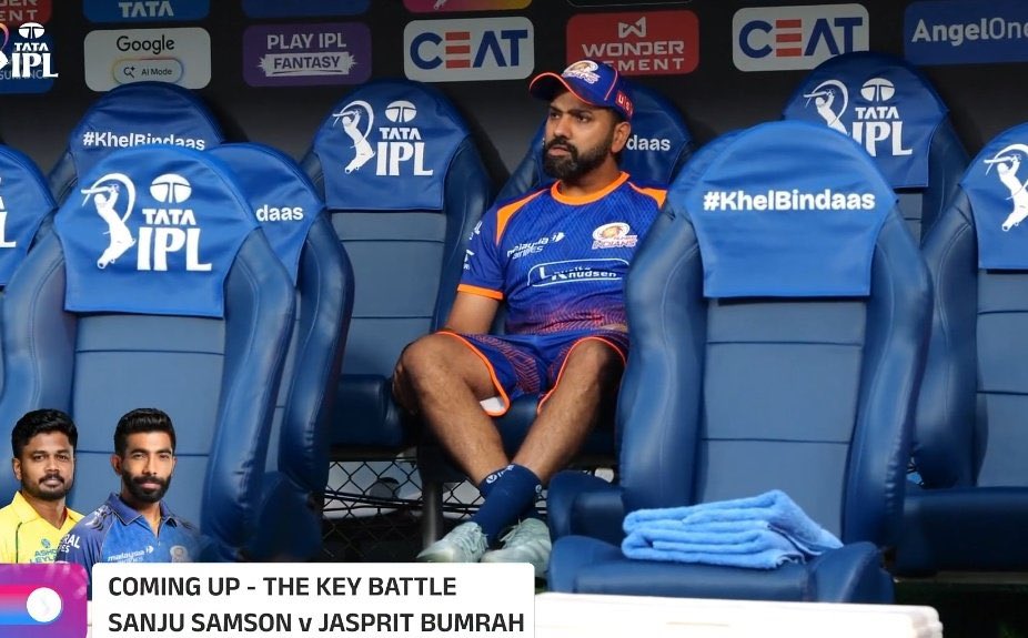 rushiii_12's tweet photo. Rohit Sharma at Wankhade stadium chilling in dugout💙 https://t.co/Fn4q1OCZVV
