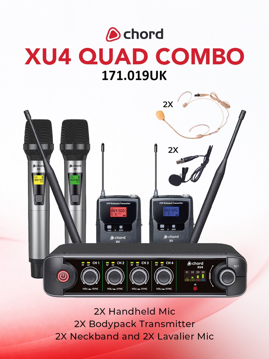 AVSLGroupLtd's tweet image. 🎤 More ways to go wireless.

New Chord XU combo systems bring handheld + bodypack together in one setup. Dual &amp;amp; Quad options, true diversity, simple setup — built for performers, presenters &amp;amp; venues.

Expand your setup with XU

#ProAudio #WirelessMic #LiveSound