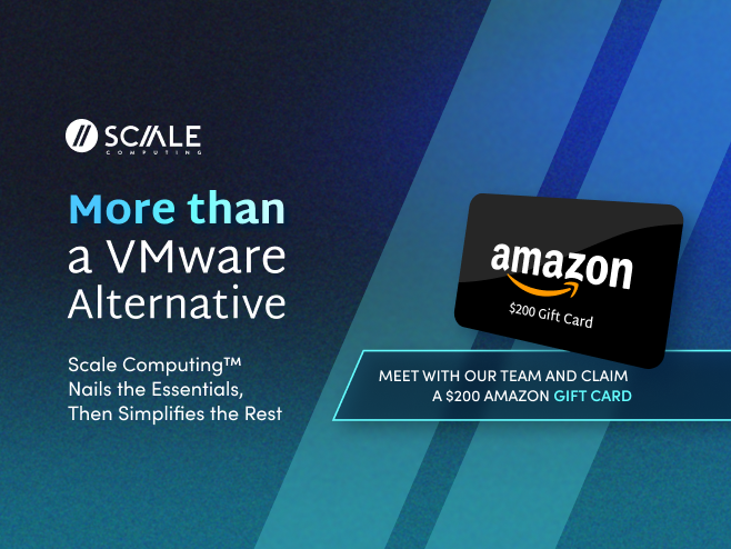 FormITS's tweet photo. Don’t let infrastructure resilience depend on the weather ☂️

SC//HyperCore offers self-healing tech and zero-downtime updates. Plus, switching from VMware can lower TCO by 45%!

Get a $200 Amazon gift card for a meeting &amp; quote. 

See it here:  https://t.co/y5lP0cW15B 

#VMware https://t.co/tO7UEv9QbO