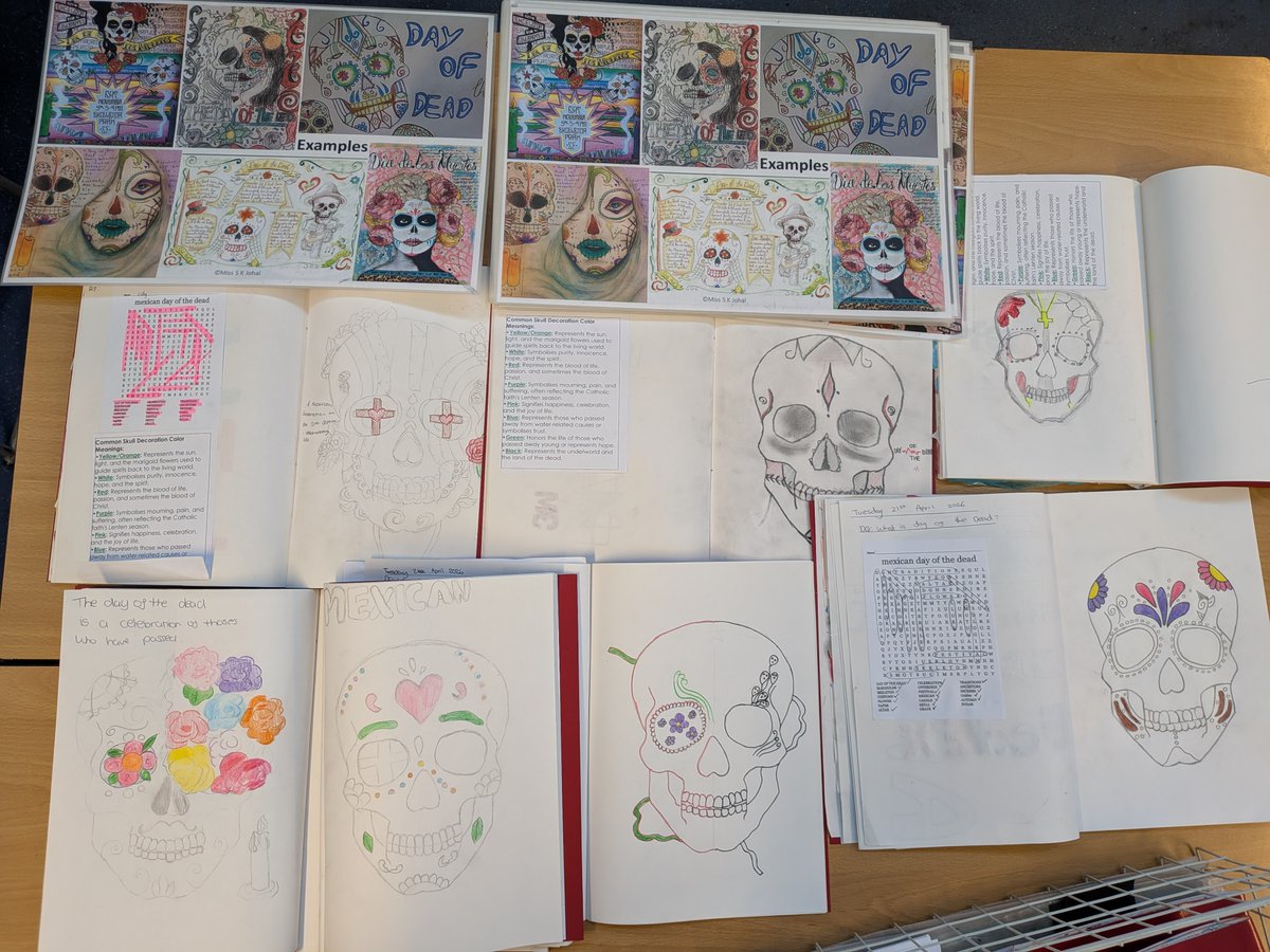 CockshutHillSch's tweet image. Year 9 Art:  Learners are studying the Day of the Dead Mexican festival in the summer term and this week were designing a mask decoration with consideration for the symbolism that the colours hold. Some lovely design ideas developing.  #NothingButTheBest @Summit_LT #curriculum