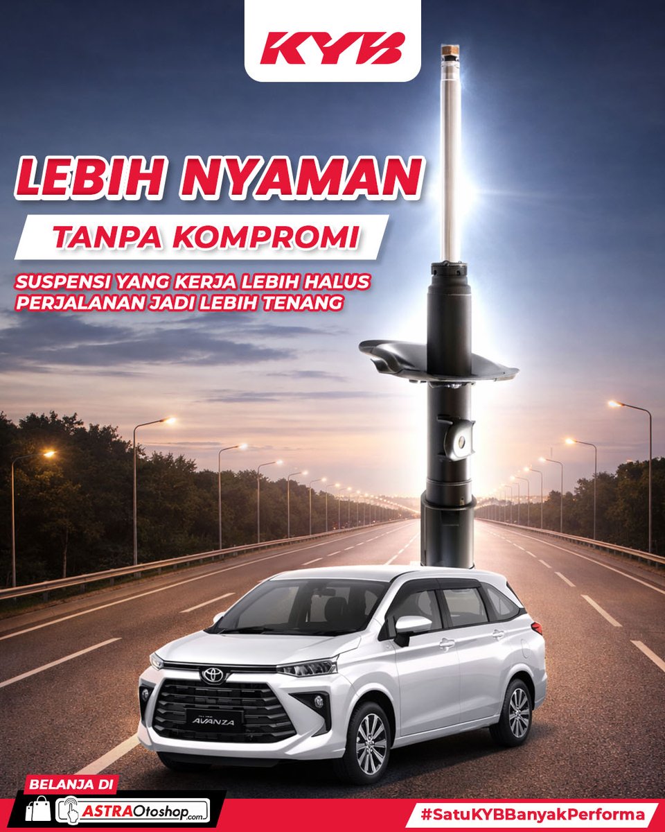 KYBAstra's tweet photo. Level up kenyamanan berkendara🔥

Lebih halus, lebih nyaman, dan pastinya lebih awet
Karena perjalanan terbaik dimulai dari suspensi terbaik 🚗✨

#KYBAstra #StabilMaksimal #KYB #ShockbreakerMobil #SatuKYBBanyakPerforma https://t.co/o81ZdQ2Tr0