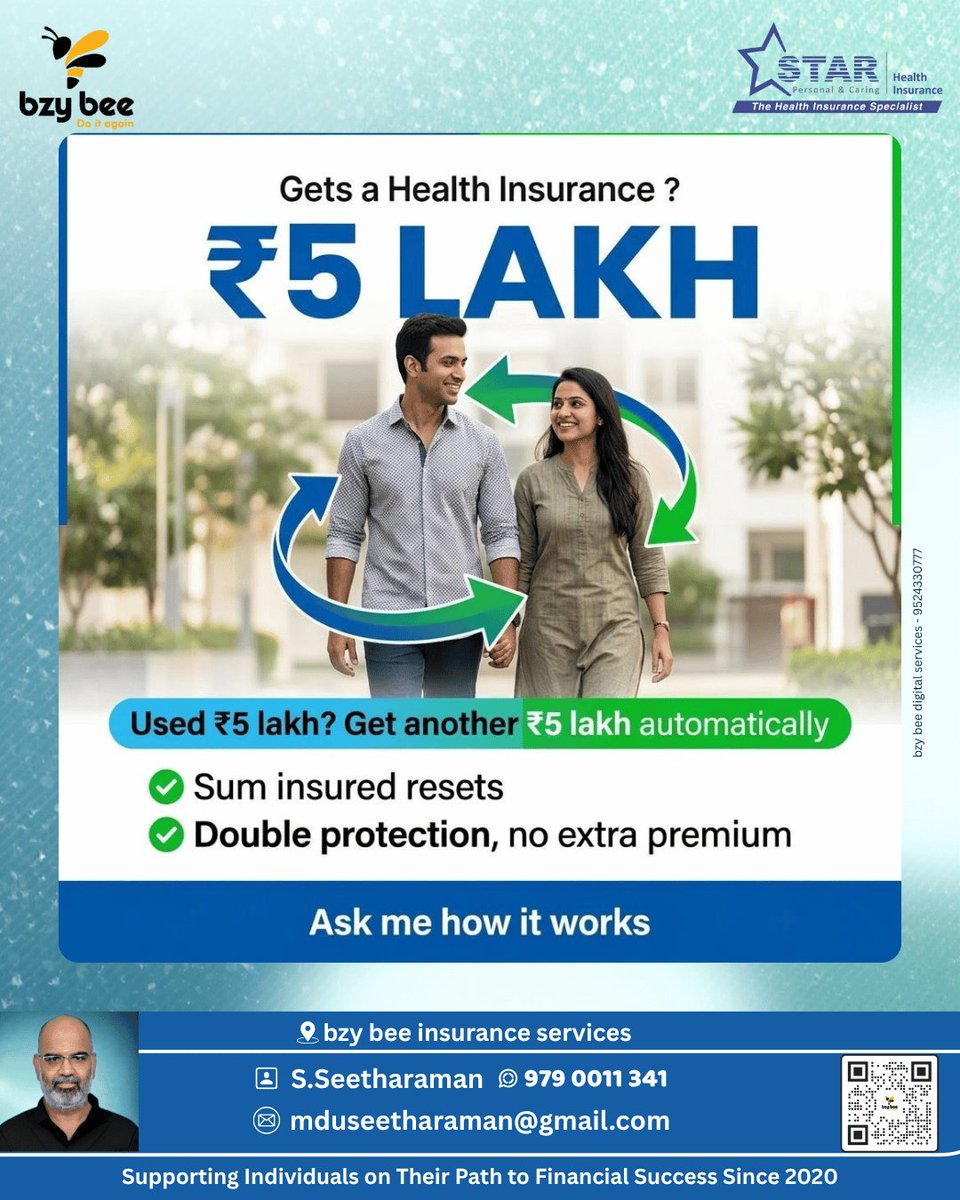 bzybeeinsurance's tweet image. ❤️ Double Protection, Double Peace

• Your health cover restores when you need it most 🛡️

• Extra protection without extra cost—because you matter 💙

• Keep your family safe from repeated medical expenses 👨‍👩‍👧‍👦

• Continuous care, even after a major claim 🏥

 #9790011341