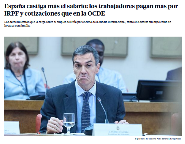 Seguro que habéis leído que "los TRABAJADORES pagan más impuestos de SU SALARIO que en la OCDE" por la "cuña fiscal" del informe de Taxing Wages 2026, ¿verdad?

Pues es MENTIRA. Afirmaciones como este titular son falsos.

Da pereza, pero va un #hilo y comparamos con los nórdicos.