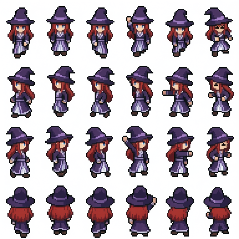 Ali_TongyiLab's tweet photo. 👾✨Need animated pixel characters? 
Congrats to @svntax for winning 2nd prize in our Qwen-Image LoRA Challenge! This pixel art spritesheet LoRA delivers 32x48 pixel characters in one go.

🚶‍♂️ 4-way walking frames
⚔️ 2 attack frames
💥 1 hurt/damage frame

Explore the model: https://t.co/viUkUF70Kd