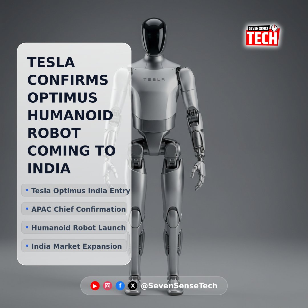 SevenSenseTech's tweet image. The future is here! 🤖 Tesla has confirmed that the Optimus Gen 2 humanoid robot is officially coming to India. Get ready for the next evolution in robotics and AI. #TeslaOptimus #Robotics #FutureTech #India #ElonMusk #TeslaIndia