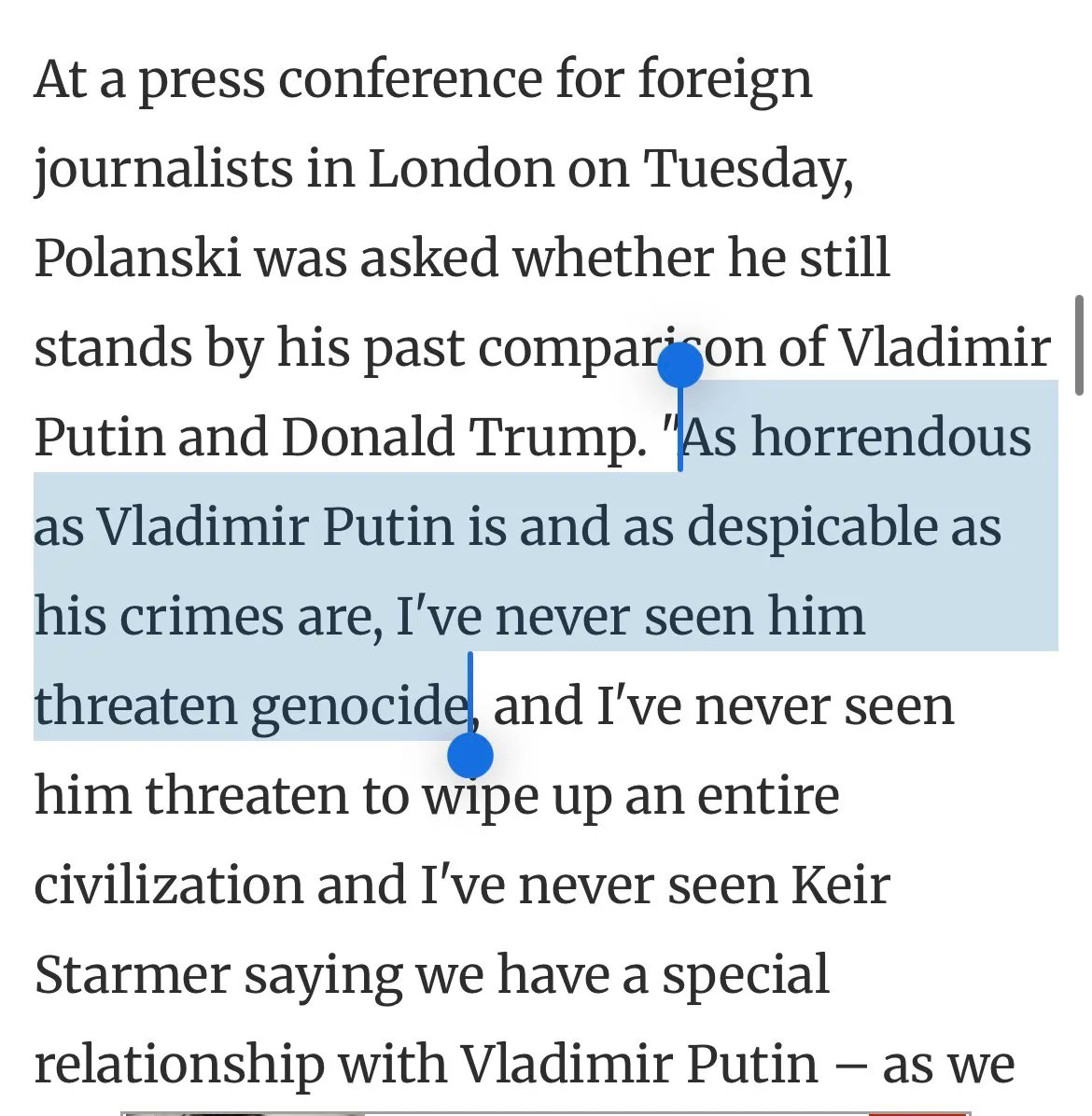 DarthPutinKGB's tweet photo. Da @ZackPolanski. "Putin never threatens genocide" Instead:
-Deportations
-Killing civilians &amp; targeting infra to set conditions of life calculated to bring destruction of 🇺🇦 &amp; 🇺🇦ians
-Rhetoric
-Forced adoptions
-Arrests for speaking 🇺🇦
-Forced change of citizenship

Not threats! https://t.co/PRyK1gU4ME