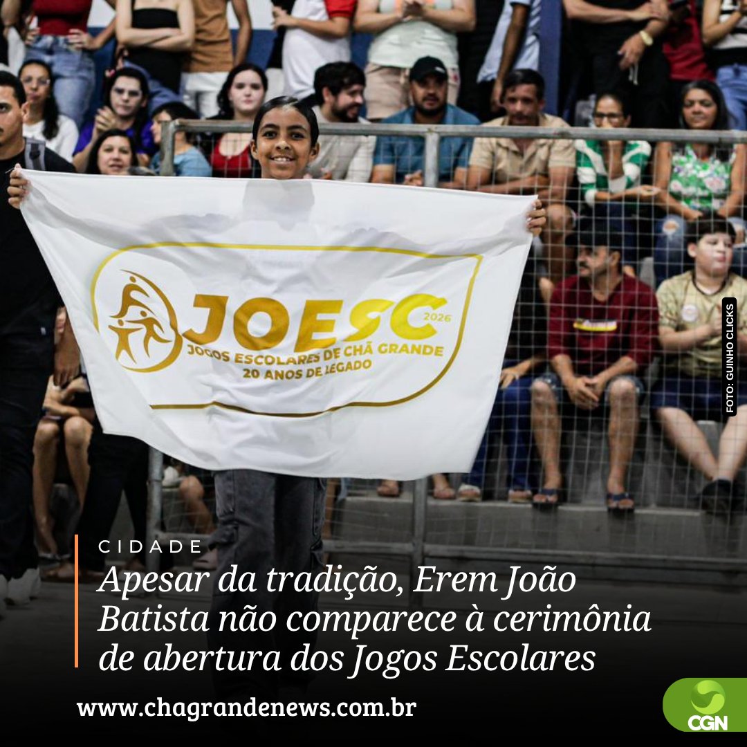 Uma ausência foi notada pelo público e participantes da cerimônia de abertura dos Jogos Escolares de Chã Grande. Mesmo sendo uma das mais tradicionais e com histórico de títulos na competição, a Escola de Referência em Ensino Médio João Batista de Vasconcelos
