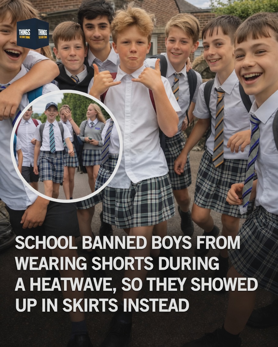 Rainmaker1973's tweet image. In June 2017, during a major heatwave in the UK, boys at Isca Academy in Exeter, Devon, were not allowed to wear shorts as part of the school uniform: they had to wear long grey trousers.

Girls were allowed to wear skirts so when the boys complained and asked for an exception,