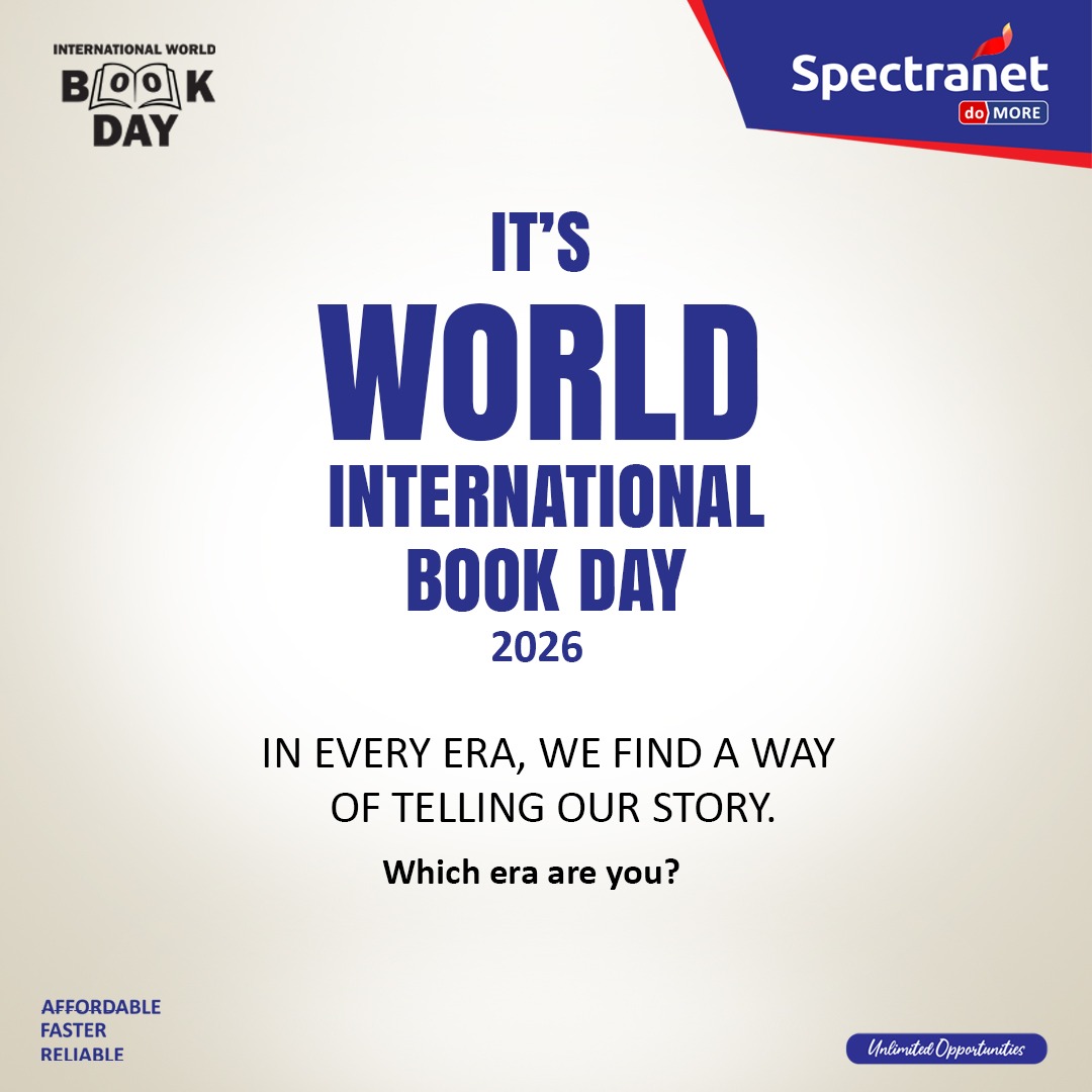 Spectranet_NG's tweet image. From different eras, now to digital screens and eBooks, storytelling continues to evolve.

In the digital era, you have access anytime, anywhere through our reliable data plans.
Happy World Book Day!

#Spectranet #StayConnected #WorldBookDay