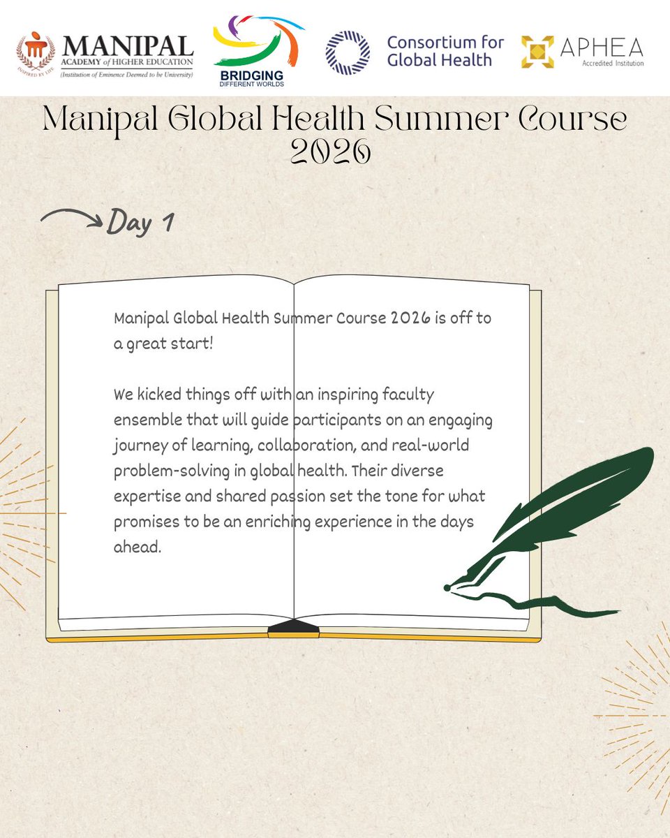 psph_mahe's tweet photo. Manipal Global Health Summer Course 2026
An inspiring start with an exceptional faculty ensemble guiding participants through learning, collaboration, and realโworld global health problemโsolving.
Excited for the journey ahead!
@MAHE_Manipal #MGHSC2026 #GlobalHealth #PSPH #MAHE https://t.co/iK2g3B1Q2N