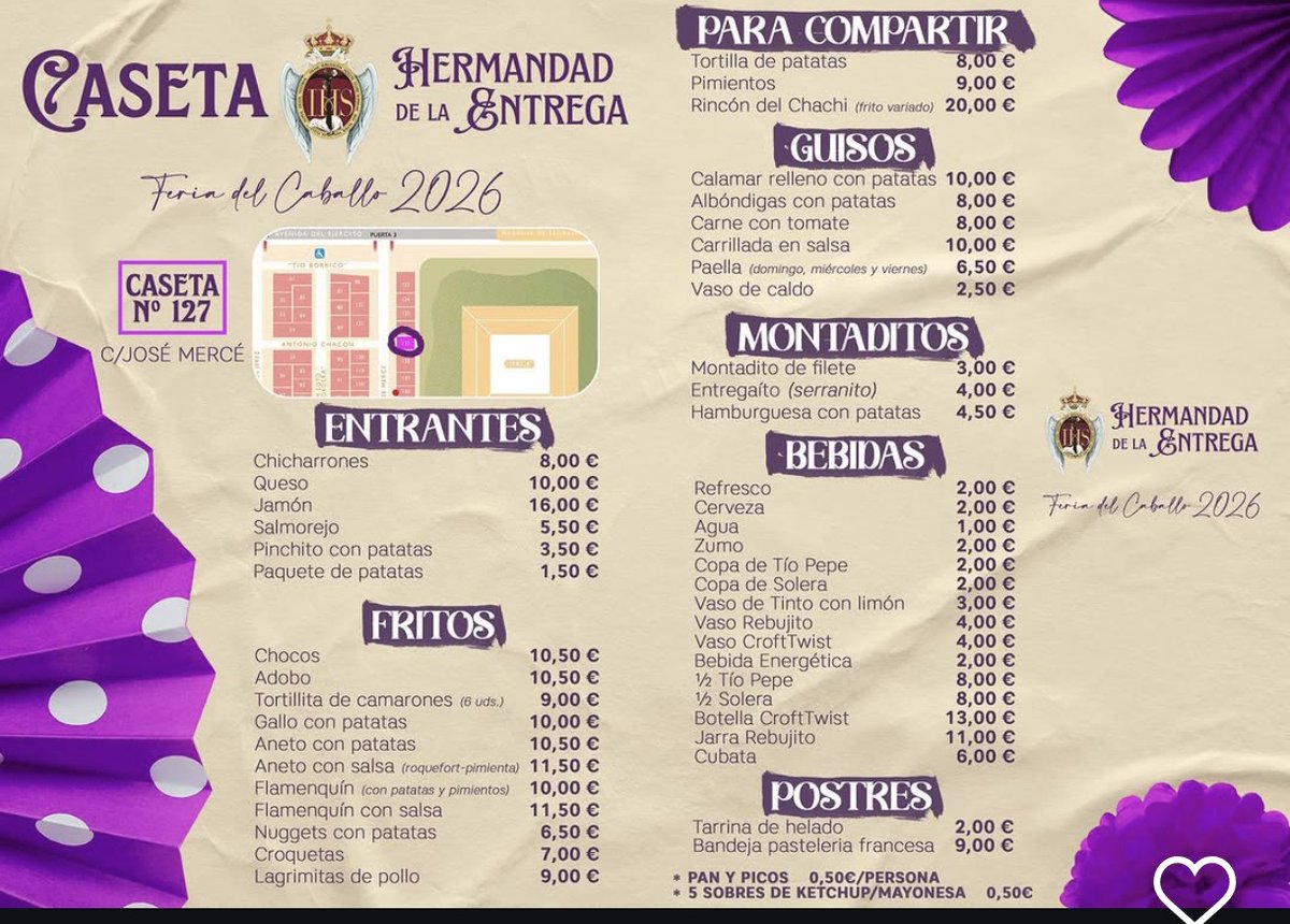 Srdelavilla's tweet photo. Empezamos por la Hdad. de la Entrega

Jarra rebujito: 11€
Tortilla: 8€
Serranito: 4€

Total: 23€ https://t.co/SCWgADIFJP