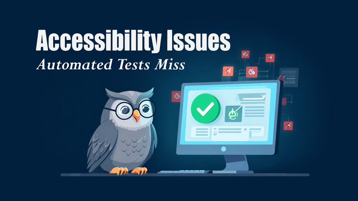 webstandardsdev's tweet image. Playwright accessibility testing: what axe and Lighthouse miss. @reallymello explains that automated tools catch only 30-40% of WCAG violations and shares Playwright patterns for testing what scanners can’t detect. #a11y #testing

davidmello.com/software-testi…