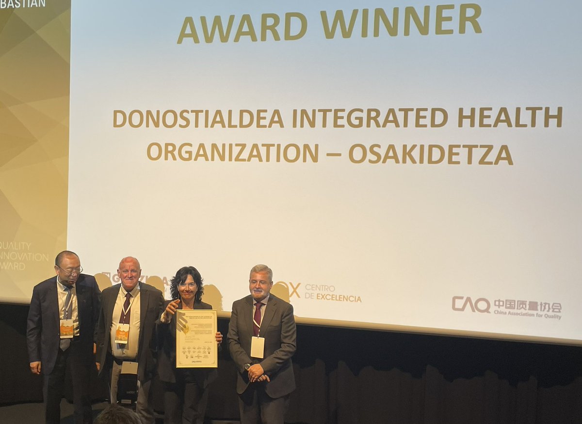 ixazebe's tweet photo. International Quality Innovation Conferences  Award Ceremony in Donostia . Innovations in Health Care
Award Winner: Donostialdea Integrated Health Organization (IHO)- Basque Health Service (Osakidetza) Basque Countr #osakidetza #osidonostialdea #Biogipuzkoa Team effort! https://t.co/U4zRF7RRPc