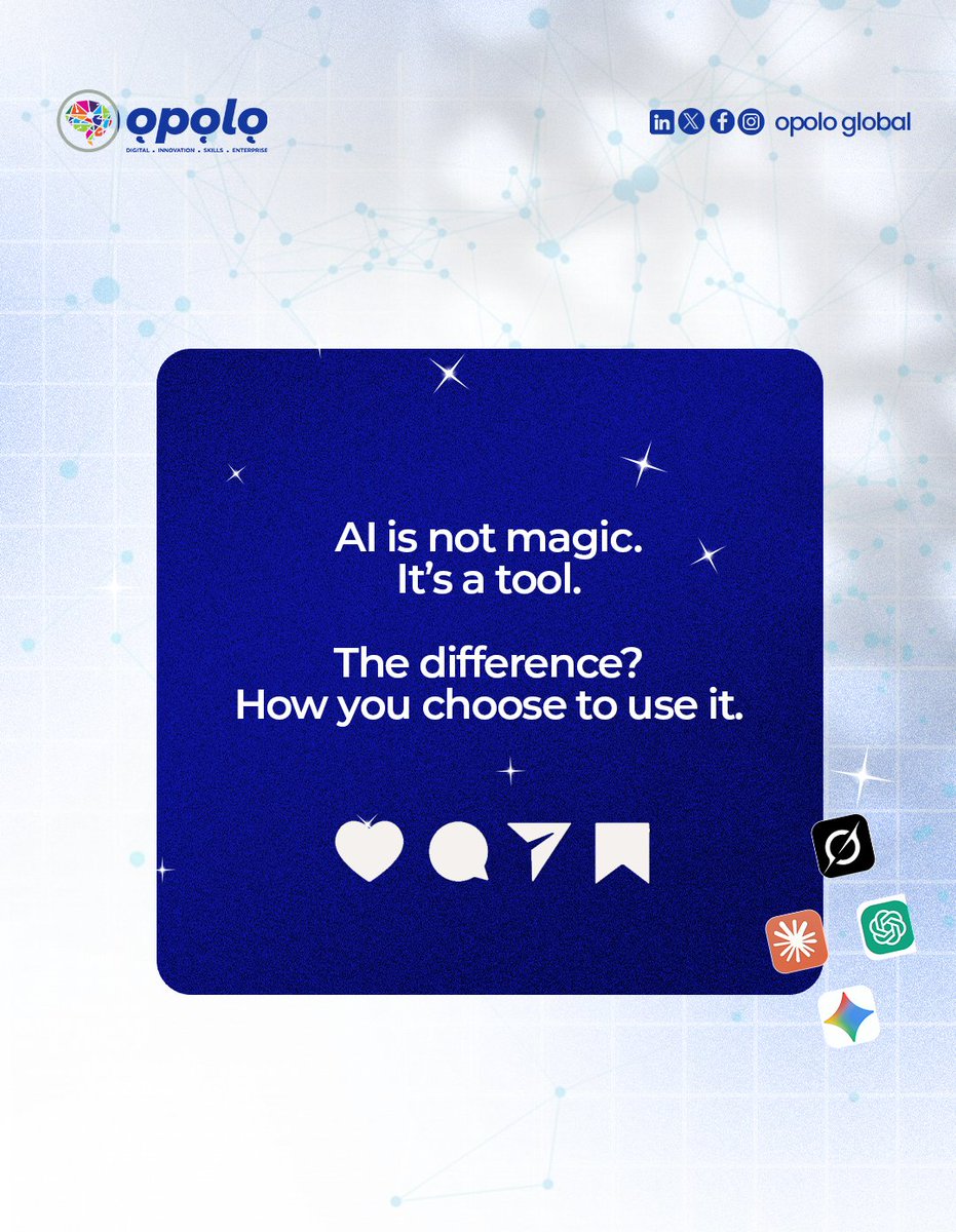 OpoloGlobal's tweet photo. The real question isn’t if, it’s how you’re using it.

If you’re a student, builder, creator, or just trying to stay relevant, this is something you can’t ignore.

#Opolo #ArtificialIntelligence #FutureOfWork #CareerDevelopment #DigitalSkills #AIInAfrica https://t.co/rkTaOxnXJ9