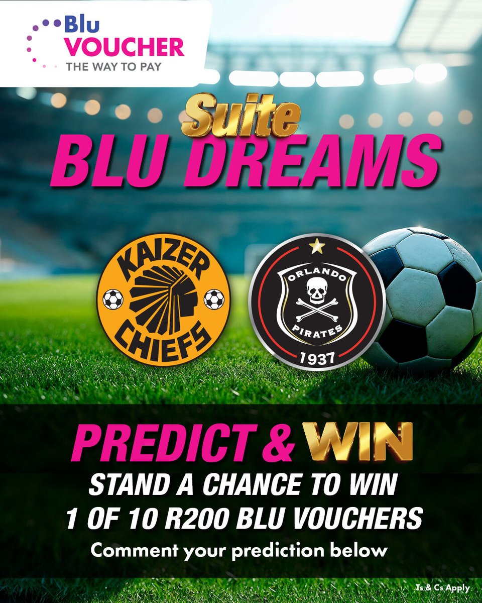 This is it. The Soweto Derby. Chiefs vs Pirates. Pride, history, and bragging rights all on the line.

Now it is your turn to step up.

Drop your score prediction below and stand a chance to win 1 of 10 R200 Blu Vouchers. Think you know how this one is going to play out? Back