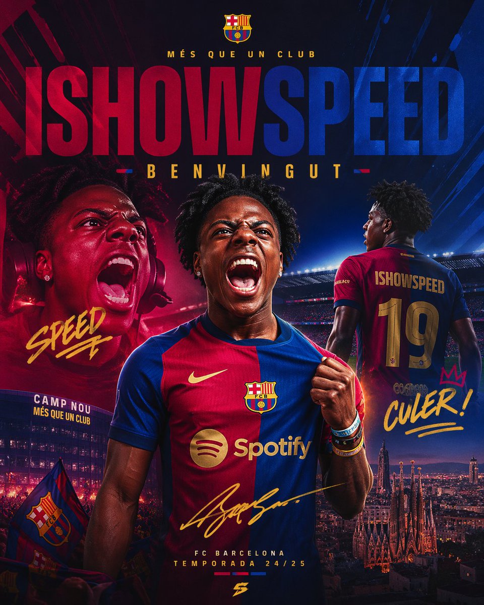 _ESPIT_'s tweet image. IShowSpeed signs for Barça for 2 seasons; they needed a fast left winger and they've got him. 🔥🔥

#ishowspeed #speed #fcb #Barça