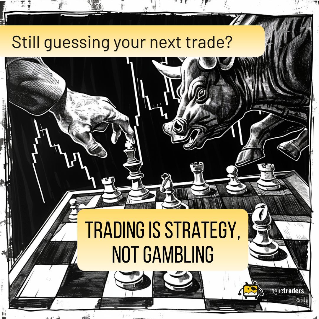 GoRogueTrading's tweet photo. Trading is strategy, not gambling. Sit in with traders who've been
   doing this for 25 years. https://t.co/Rt9v0n8CS2  #FinTwit #DayTrading #TradingStrategy https://t.co/jWtZQcm1u1