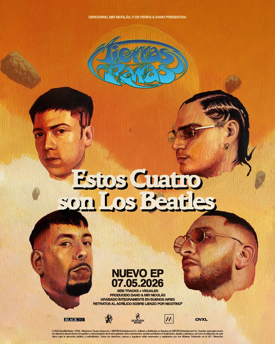 Me junté con tres de mis rappers favoritos y nos hicimos un disco…

Cerounno, H de Perra, Mir Nicolás y un servidor somos  TIERRAS RARAS. 

🚨 07/05 🚨 PRE-SAVE YA! 
orcd.co/ps-tierrasraras