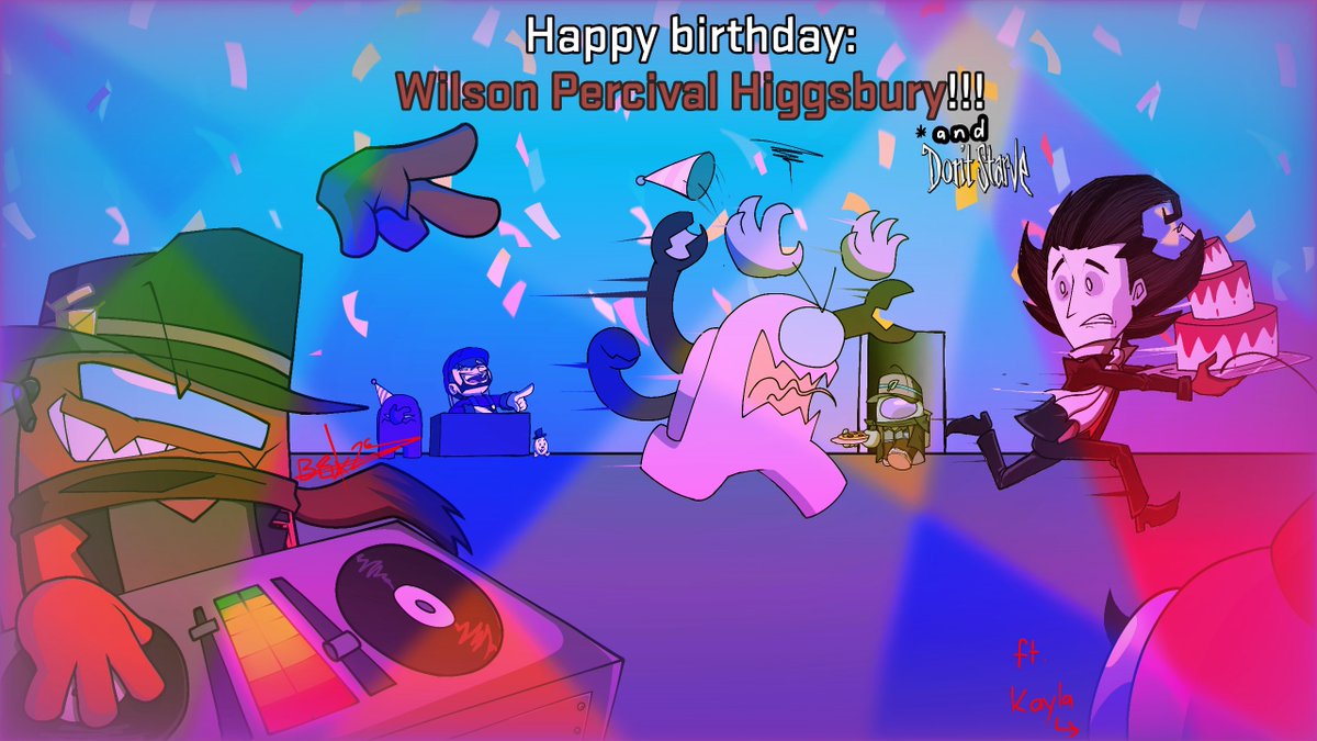 SpongeBox25's tweet image. Happy birthday, Wilson!!! (And Don't Starve too X3)

(Ft. A LOT of guests)

#digitalart #art #DontStarve #dontstarvetogether #dst #wilson #dstwilson #wilsonpercivalhiggsbury #amongus #amongusoc #rodamrix #pink #purple #smg3 #smg4 #eggdog #crossover