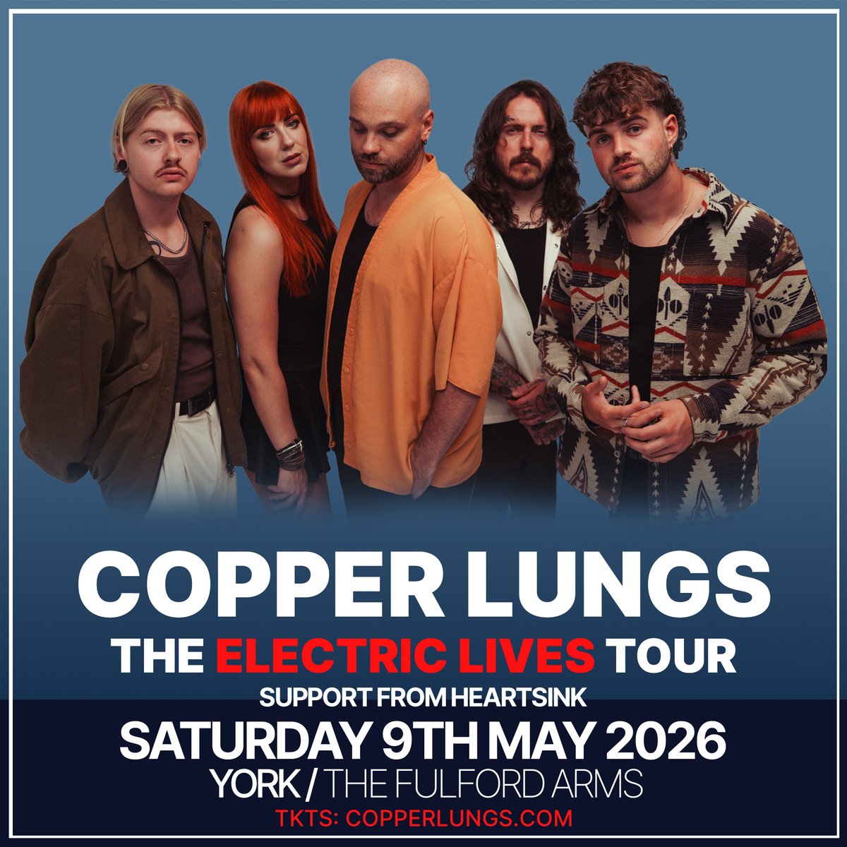 CopperLungs's tweet image. YORK
We are BUZZING to be back in York on Saturday 9th May at @fulfordarmsyork 

Support from @HeartsinkBand 

Tkts - fatsoma.com/e/yvl9fb6s/cop…

#york