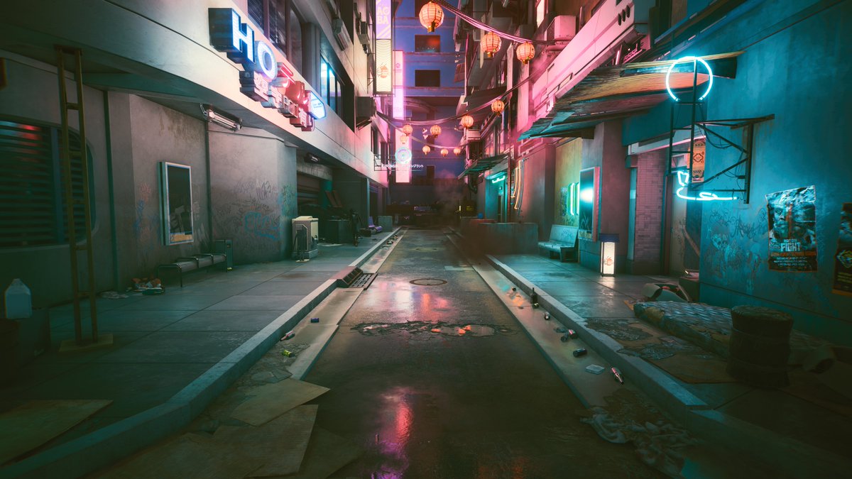 リトルチャイナ。
中心部からやや北西の場所。夜の雑居ビル🌆
#サイバーパンク2077 #Cyberpunk2077