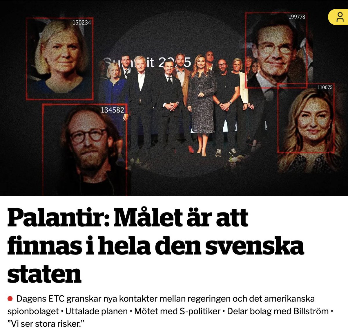 Avslöjar nya kontakter mellan statsministern och Palantir!