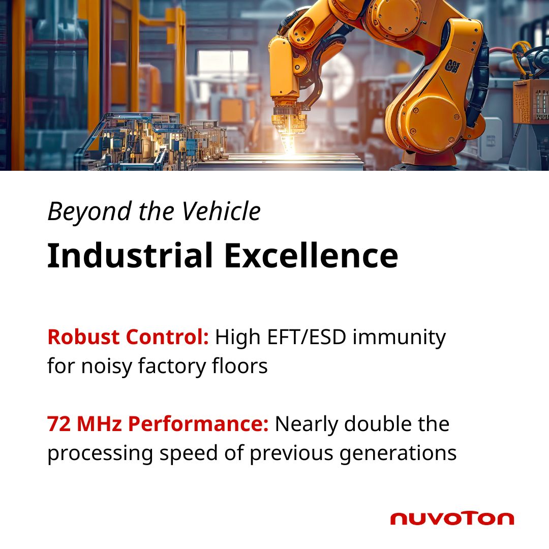 NuvotonMCU's tweet photo. NuMicro #M2A23 series is engineered to bridge the gap between high-speed performance and extreme environmental endurance
๐ Explore M2A23 series: https://t.co/EDPdQF44pM
#AECQ100 #CortexM23 #CANFD #Reliability #EmbeddedSystems #Semiconductors #Automotive https://t.co/rAw3lRUmlc