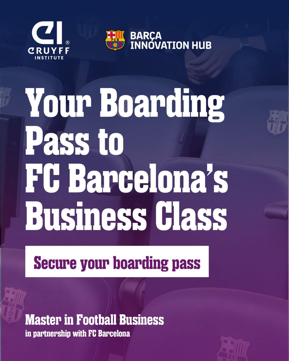 Cruyff_Inst_NL's tweet image. Je boardingpass voor business class bij #FCBarcelona ligt klaar!

Neem deel aan onze infosessie op 29 april om 16.00 uur en ontdek de Master in #FootballBusiness @FCBarcelona - @BarcaInnoHub: openwebinar.johancruyffinstitute.com/meeting/regist…

#EducatingLeaders